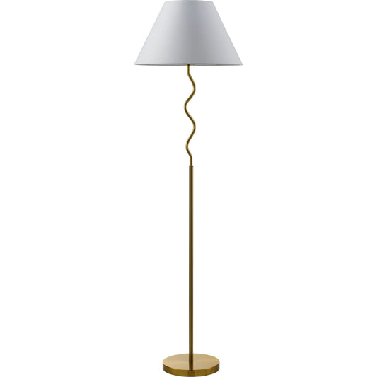 001 SI-2168585 | Primary Silo | Meander Floor Lamp - 535661 by Livabliss in body: metallic - brass, base: metallic - brass, shade: white, cord: translucent and platedplated. Made from iron, cotton, polystyrene in a modern style.