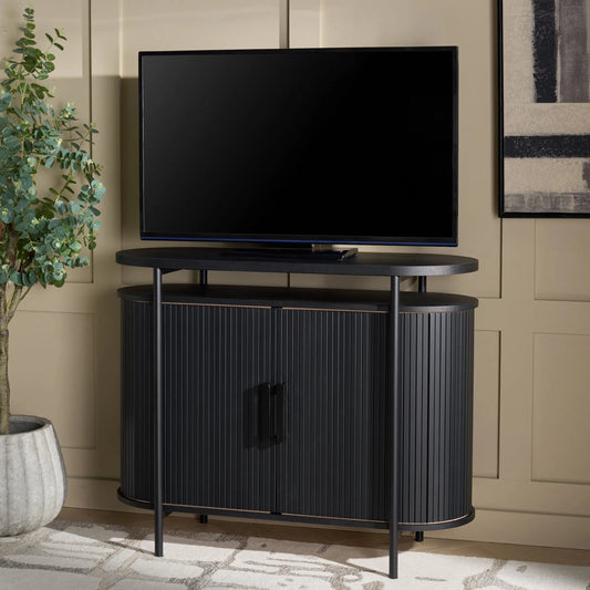 Dutchess Tambour Doors Compact Sideboard/Media Stand by HedgeApple Essentials. Made from mdf steel pipe in a modern style.