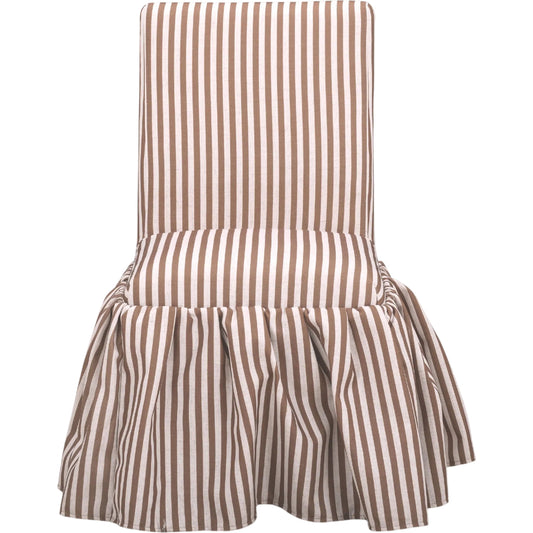 001 SI-2544576 | Primary Silo | Gertrude Striped Performance Linen Skirted Dining Chair by TOV Furniture. Made from fabric, plywood, rubberwood in a unique style.