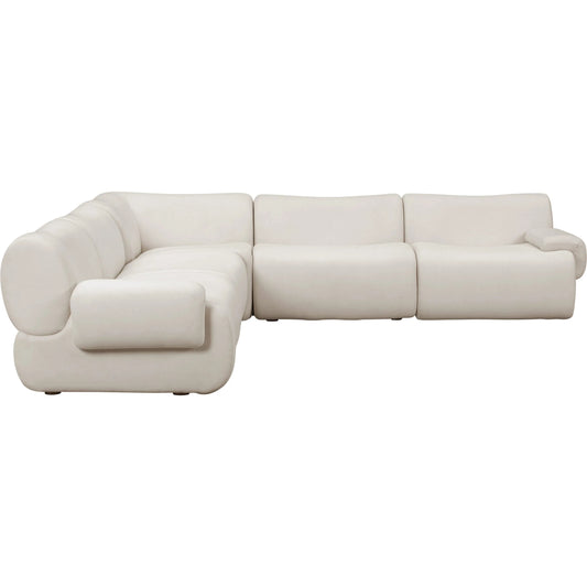 Zenith 5-Piece Contract-Grade Upcycled Modular L-Sectional by TOV Furniture. Made from fabric, plywood, rubberwood in a unique style.