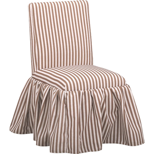 003 SI-2544576 | Primary Silo | Gertrude Striped Performance Linen Skirted Dining Chair by TOV Furniture. Made from fabric, plywood, rubberwood in a unique style.