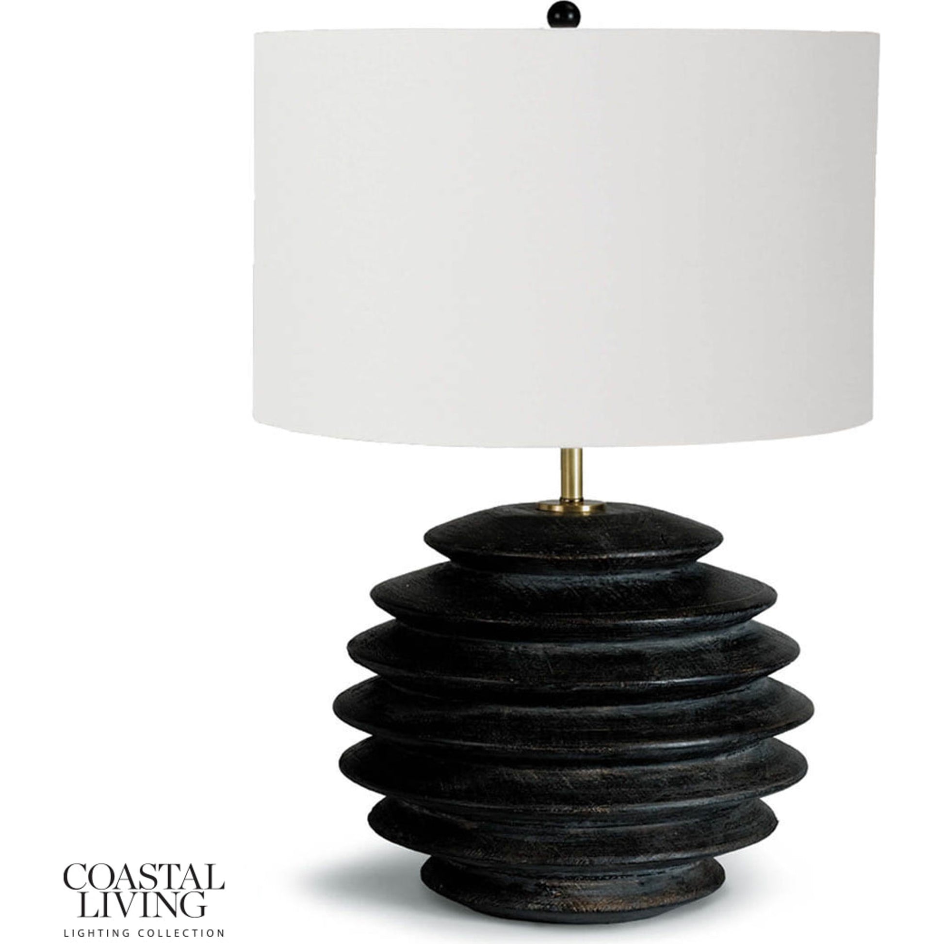 Accordion Round Table Lamp by Regina Andrew in ebony and ebony. Made from wood in a modern style.