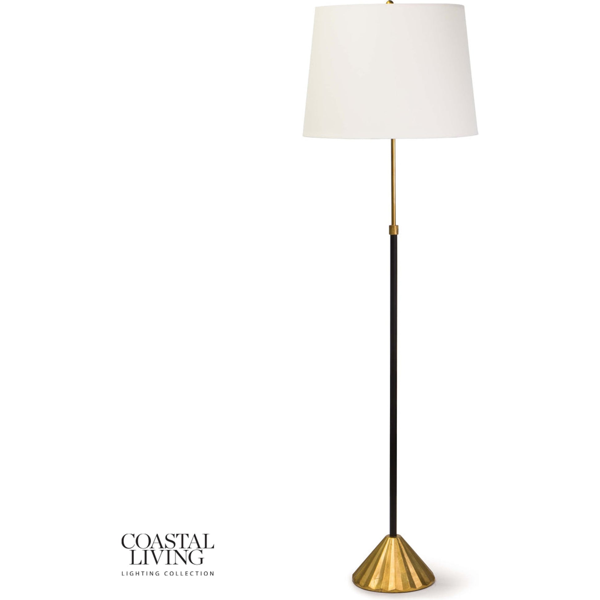 Parasol Floor Lamp by Regina Andrew in gold and gold leaf. Made from aluminum in a modern style.