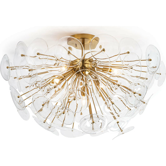 001 SR-770035 | Primary Silo | Poppy Glass Semi Flush Mount by Regina Andrew in brass and natural brass. Made from steel in a transitional style.