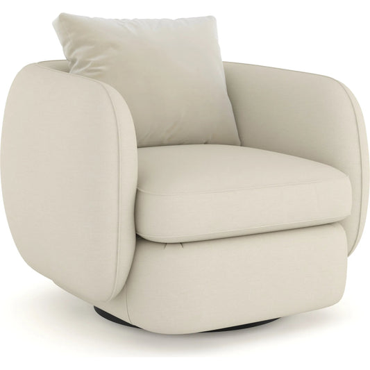 Lumi Swivel Chair by Caracole in ivory and almost black. Made from asian hardwood in a transitional style.