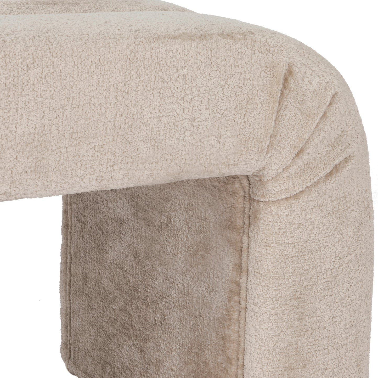 005 SI-2106333 | Closeup | Mercer Bench by Worlds Away in taupe textured chenille. Made from unique in a modern style.