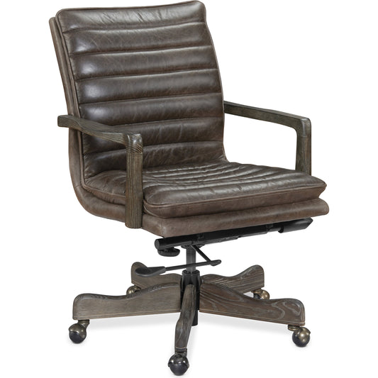 Langston Executive Swivel Tilt Chair by Hooker Furniture in buckaroo ranch. Made from leather in a traditional style.