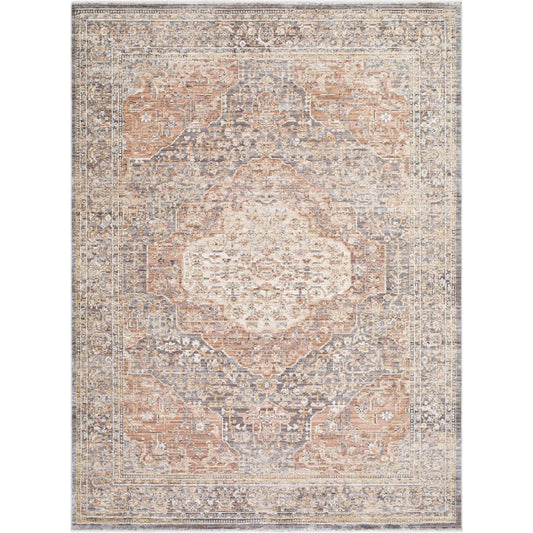 Mansfield MFD-2308 Rug by Livabliss in gray, brown, cream, oatmeal, mustard, orange. Made from polyester in a unique style.