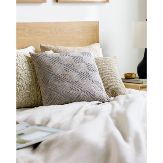 Meghan Accent Pillow - 533868 by Surya in tan, slate. Made from cotton in a modern style.