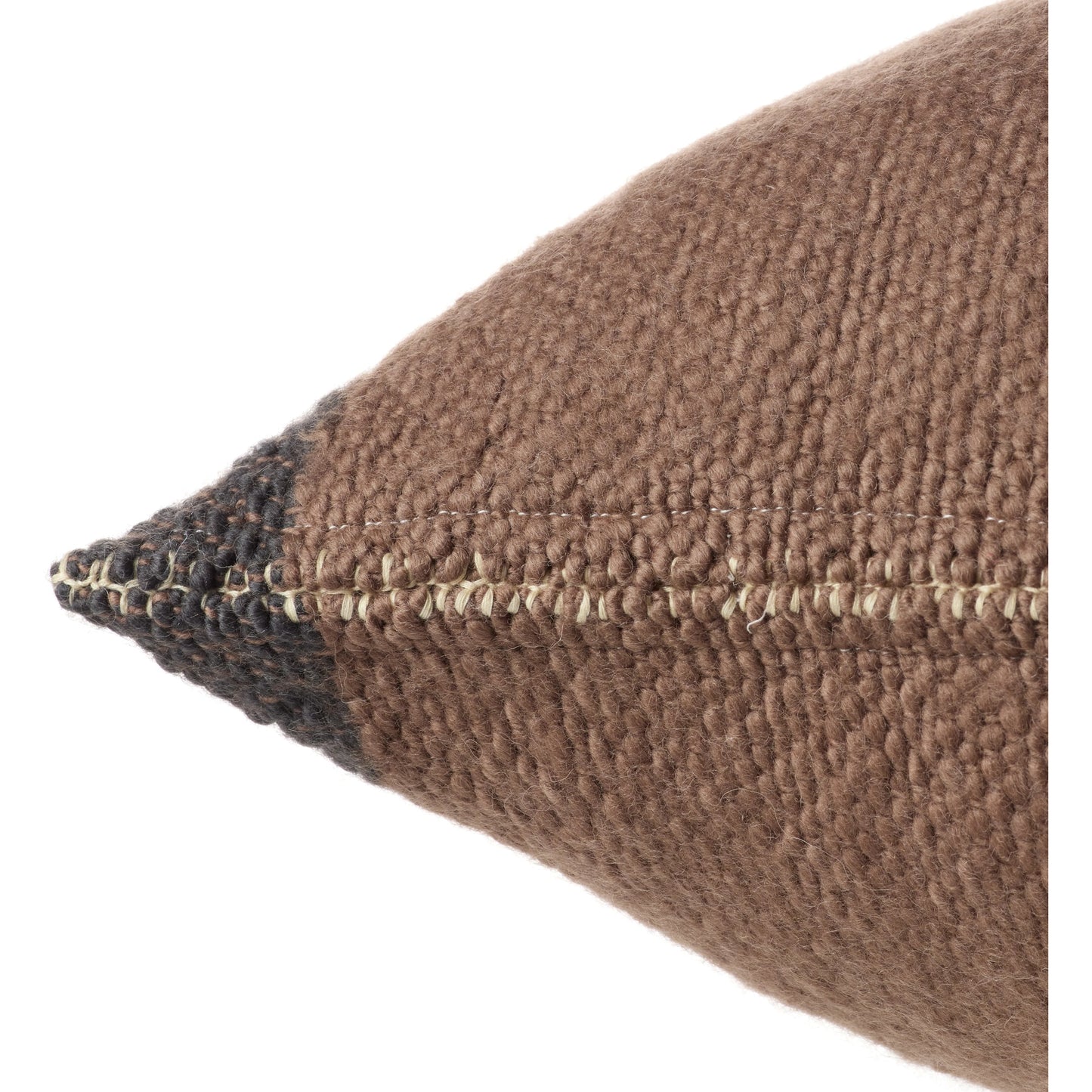 002 SI-2123675,SI-2123676 | Closeup | Margosa MGP08 Pillow by Jaipur Living in natural, brown. Made from 100% wool in a cottage & farmhouse style.