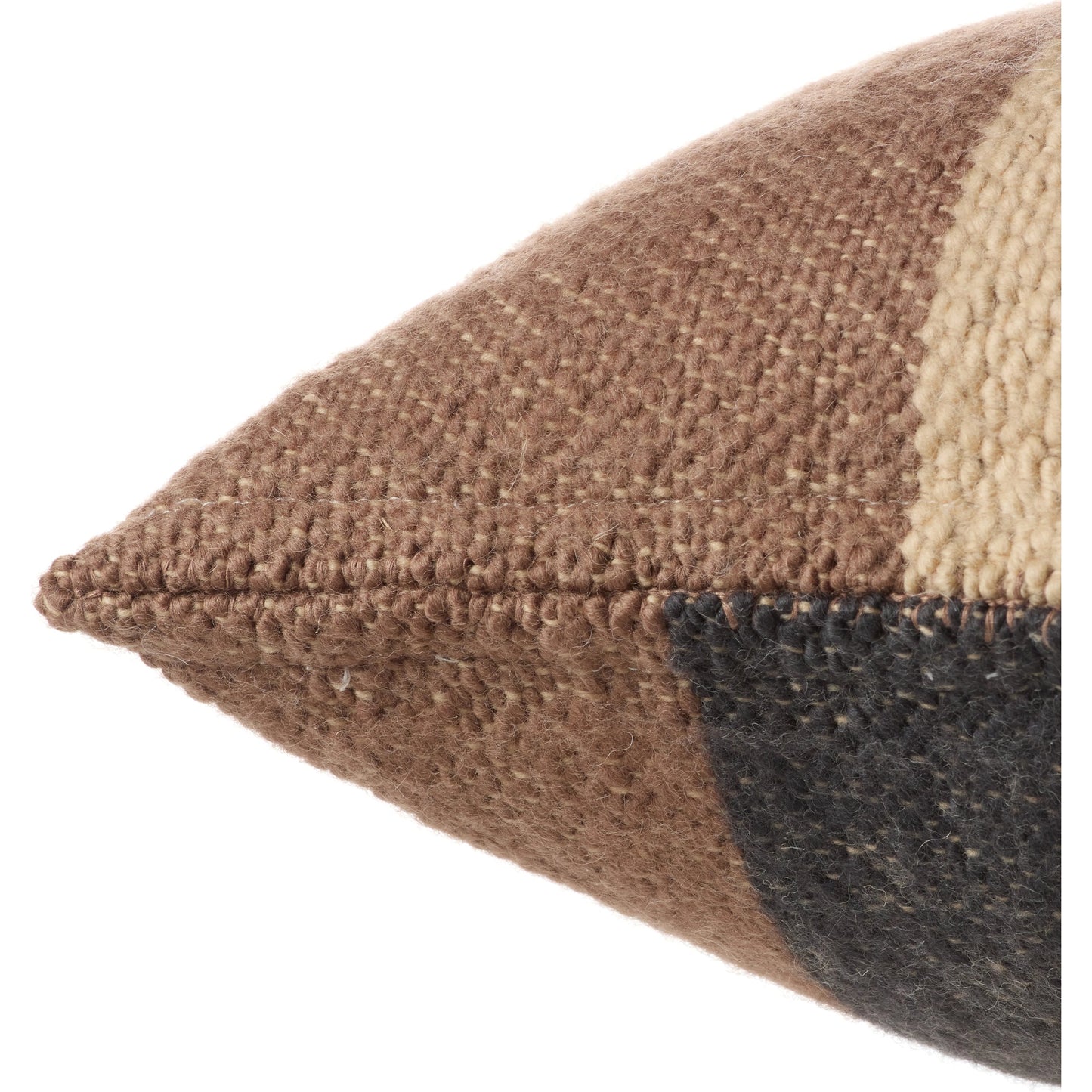 002 SI-2123679,SI-2123680 | Closeup | Margosa MGP09 Pillow by Jaipur Living in natural, brown. Made from 100% wool in a cottage & farmhouse style.