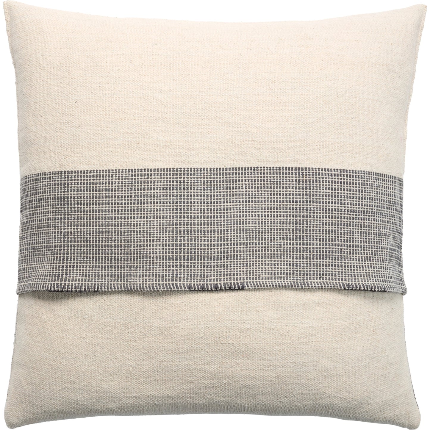 003 SI-2123692,SI-2123693 | Closeup | Margosa MGP15 Pillow by Jaipur Living in natural, gray. Made from 100% cotton in a cottage & farmhouse style.