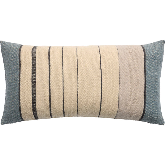 001 SI-2123690,SI-2123691 | Primary Silo | Margosa MGP19 Pillow by Jaipur Living in cream, blue. Made from 100% wool in a cottage & farmhouse style.