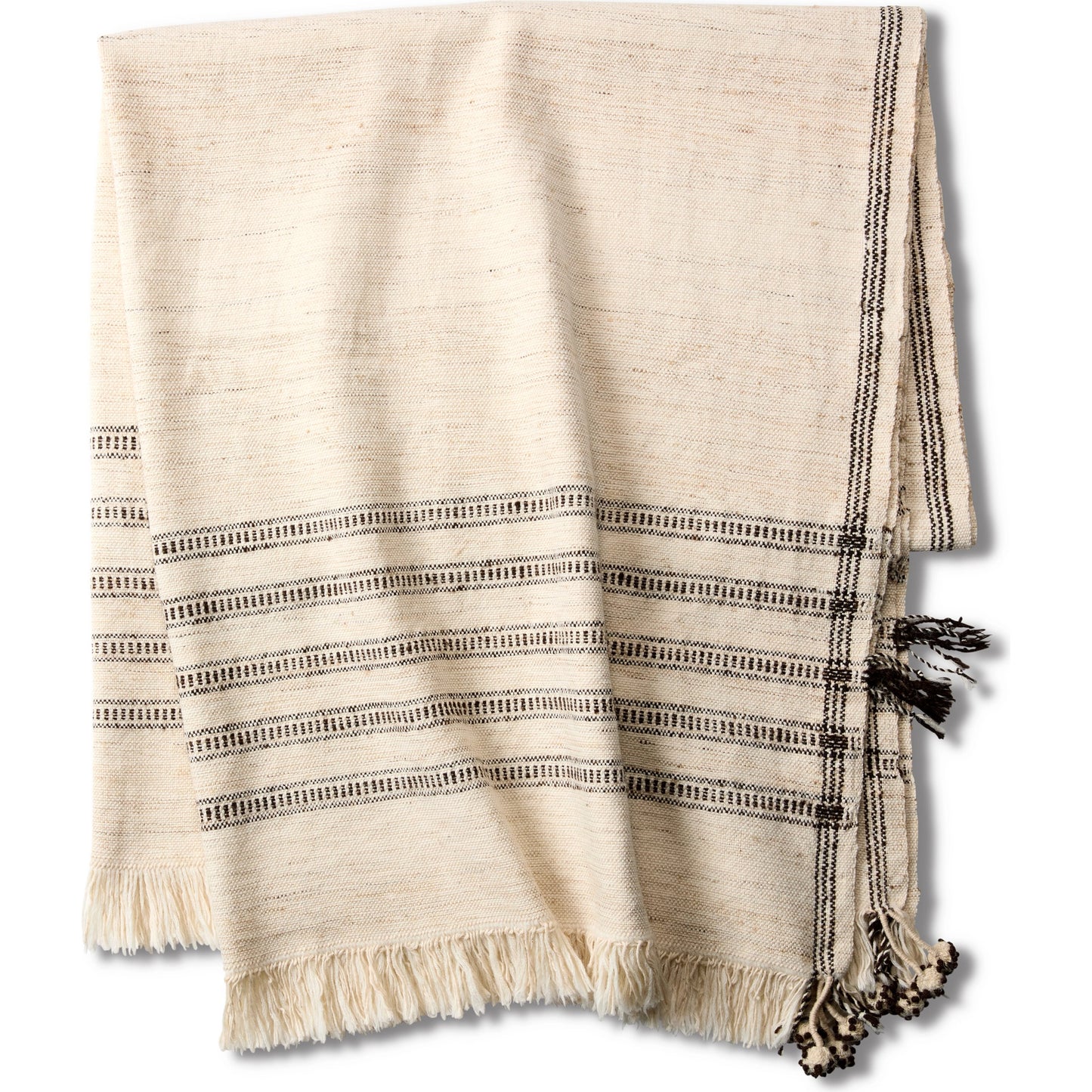 001 SI-2123706 | Primary Silo | Margosa MGT01 Throw by Jaipur Living in cream, brown. Made from 40% cotton 40% wool 20% silk in a cottage & farmhouse style.