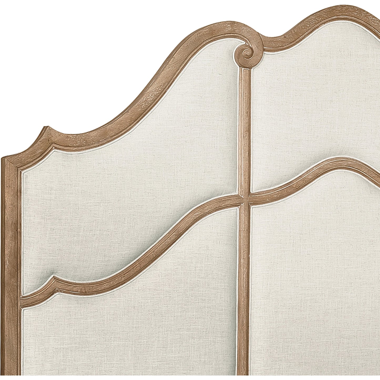 005 SI-2155686,SI-2155687 | Closeup | Weston Hills Upholstered Bed by Pulaski Furniture in flax seed. Made from hardwood solids, hickory veneers in a traditional style.