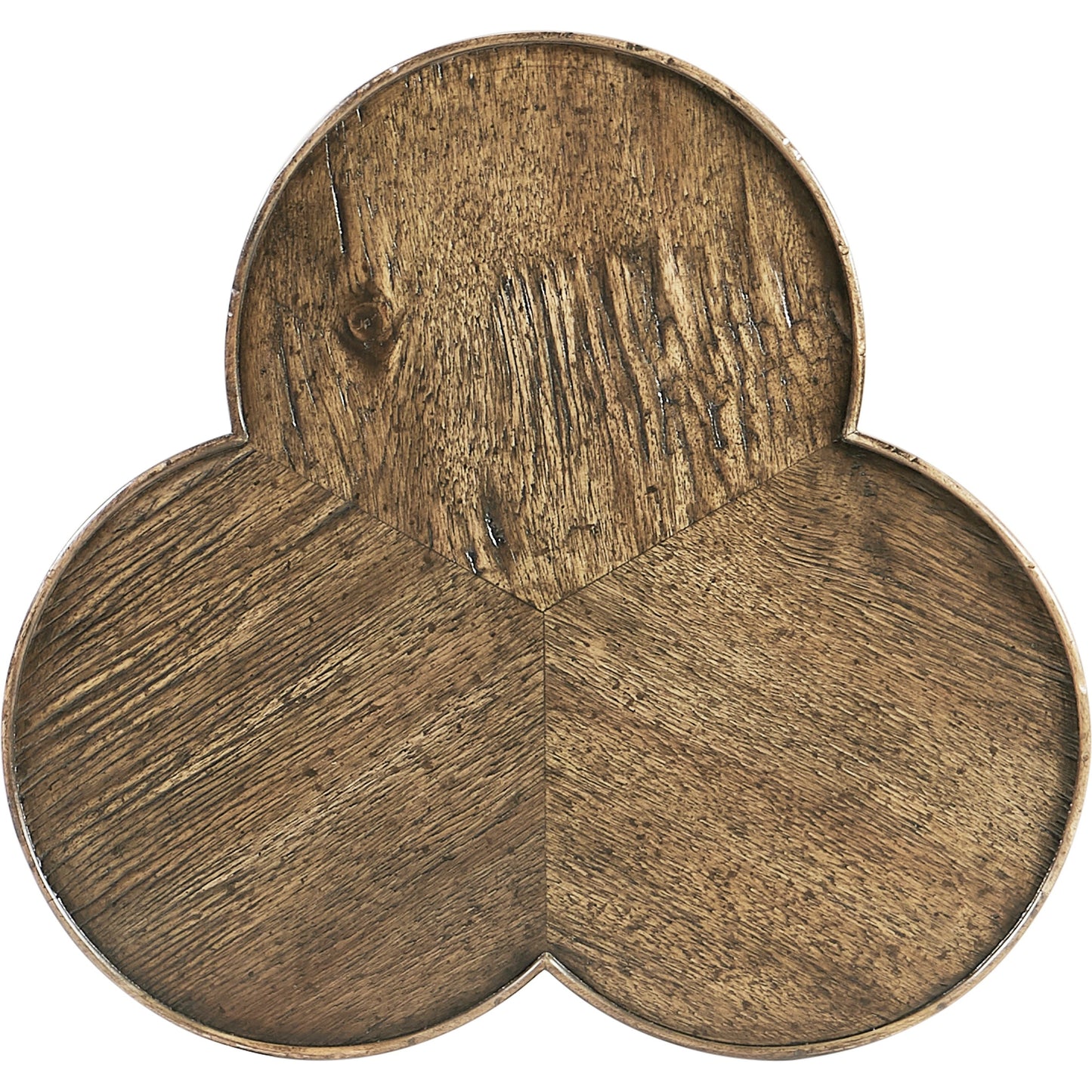 003 SI-1991002 | Additional Silo | Casual Accents Medium Driftwood Trefoil Side Table by Jonathan Charles in medium brown driftwood. Made from acacia in a modern style.