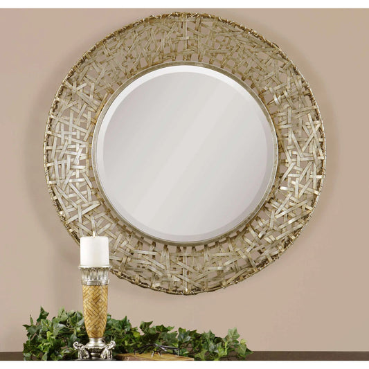 Alita Woven Metal Mirror by Uttermost in light. Made from glass, iron, mdf in a modern style.