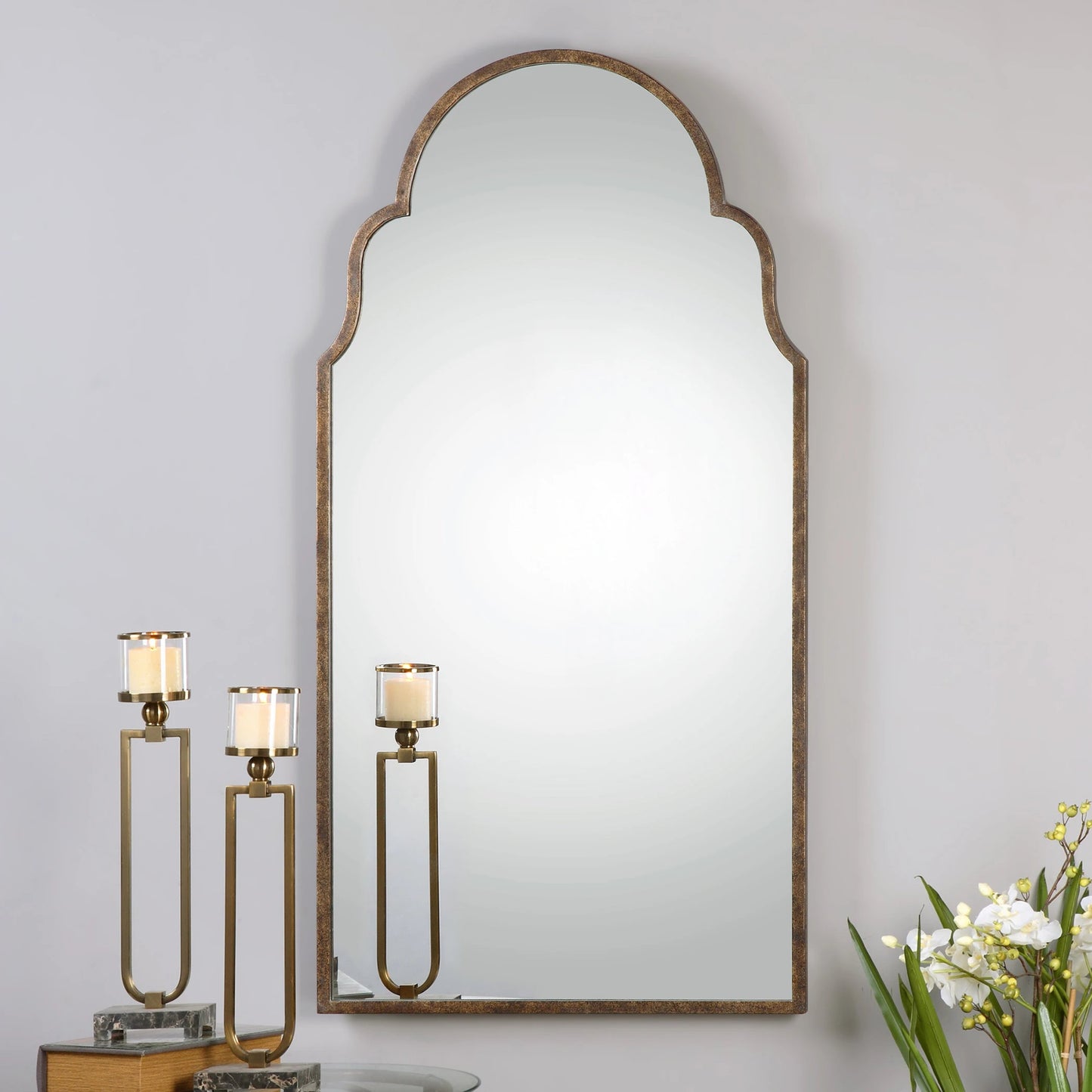 002 S-252037 | Lifestyle | Brayden Tall Arch Mirror by Uttermost. Made from metal in a traditional style.