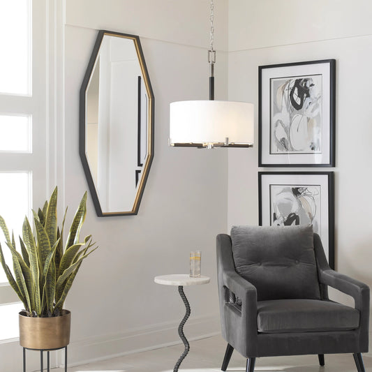 Savion Gold Octagon Mirror by Uttermost in gold. Made from pine, mdf, glass in a modern style.
