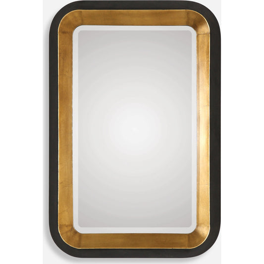 Niva Wall Mirror by Uttermost in gold. Made from mdf, metal, silver mirror in a modern style.