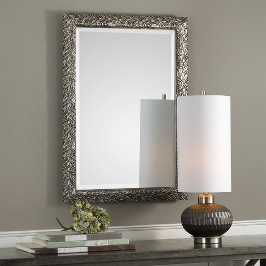 Evelina Mirror by Uttermost in silver. Made from mdf, glass, paper in a modern style.