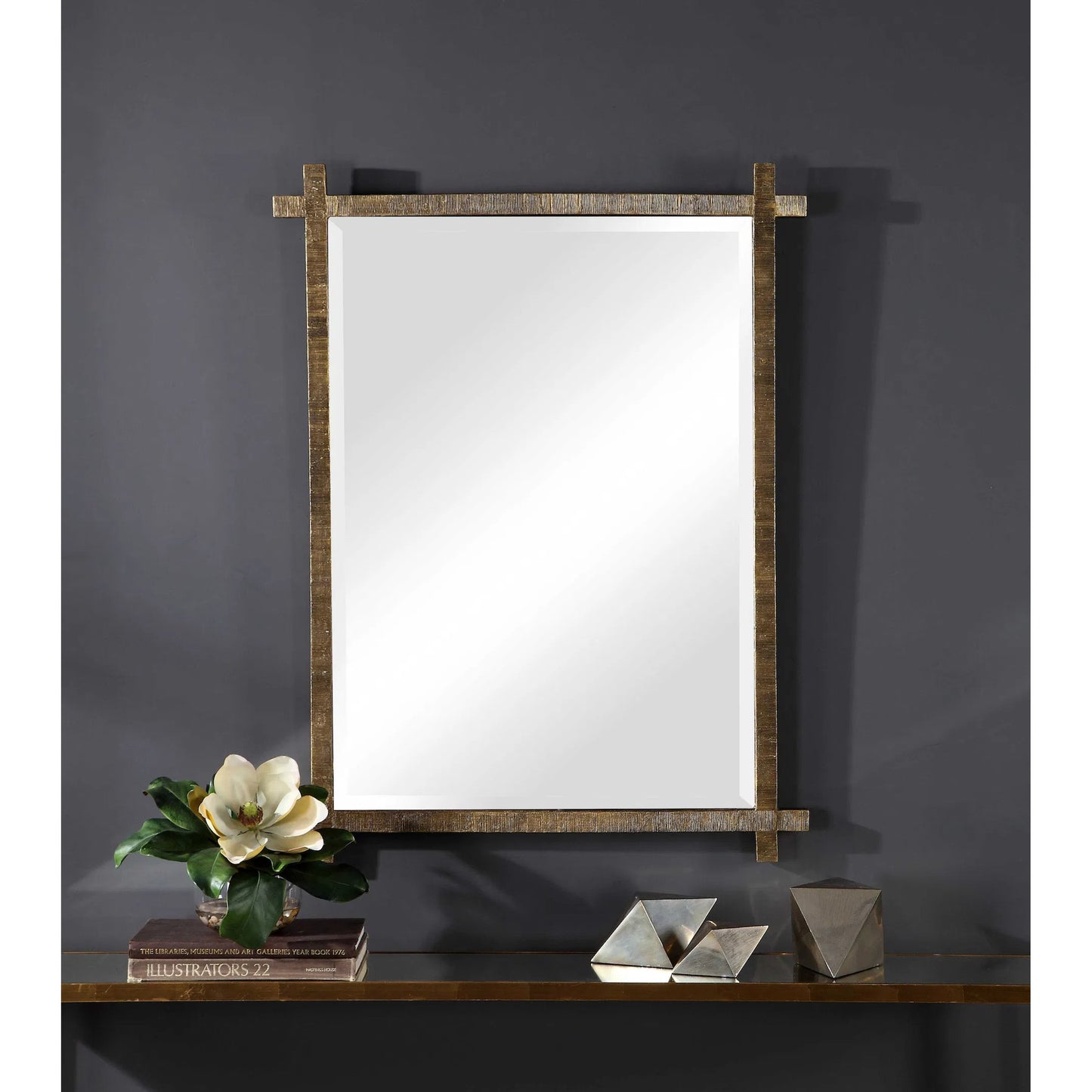 010 SR-388896 | Lifestyle | Abanu Vanity Mirror by Uttermost in gold. Made from resin, mdf, mirror in a modern style.