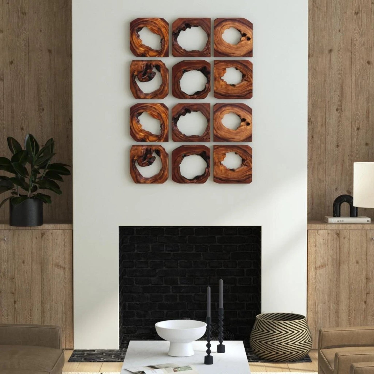 009 SR-766561 | Lifestyle | Adlai Wood Wall Art by Uttermost in multi. Made from suar wood in a modern style.