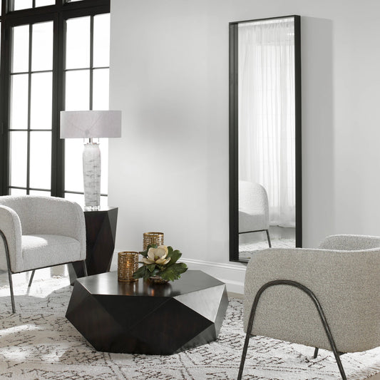 Kahn Mirror by Uttermost in matte black. Made from iron, mdf, glass in a modern style.