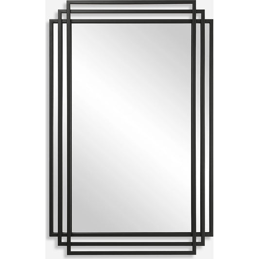 001 SI-1923564 | Primary Silo | Amherst Mirror by Uttermost in matte black. Made from mdf, iron, mirror in a modern style.