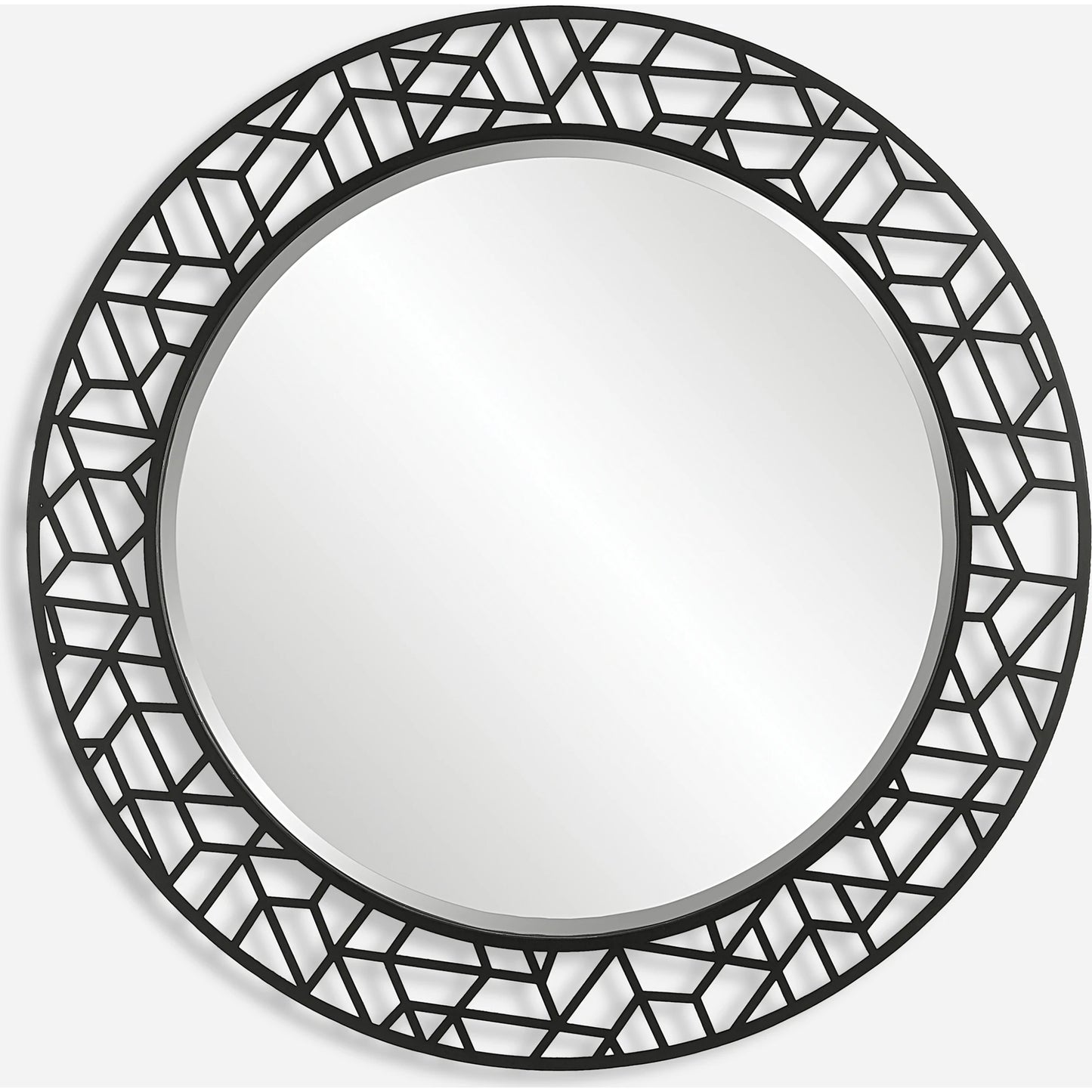 001 SI-1981226 | Primary Silo | Mosaic Round Mirror by Uttermost in black. Made from mdf, iron, mirror in a modern style.