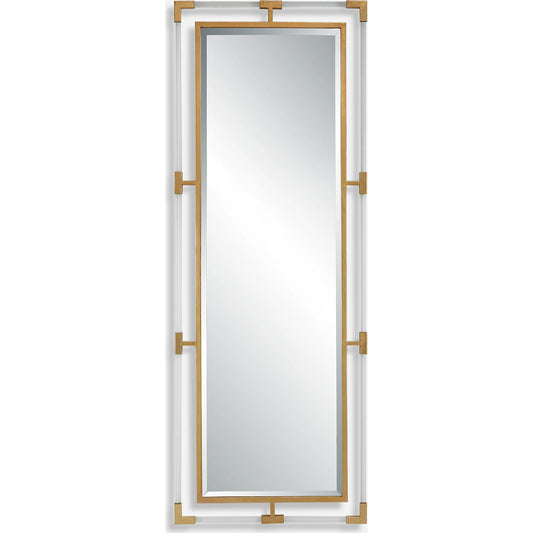 Balkan Tall Mirror by Uttermost in gold. Made from mirror, acrylic, iron, mdf in a modern style.