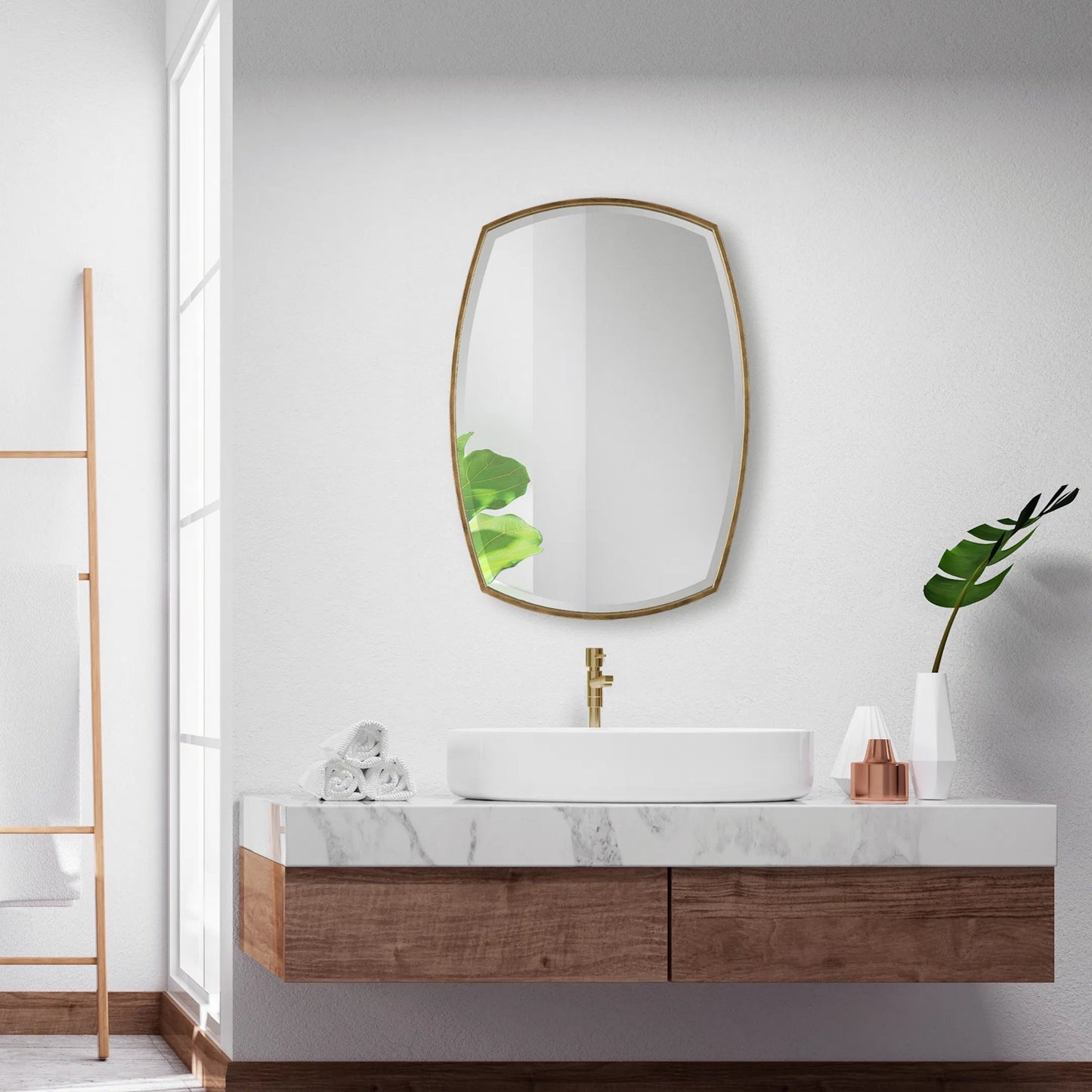 008 SI-2108082 | Lifestyle | Varenna Vanity Mirror by Uttermost in gold. Made from iron, mirror, mdf in a modern style.