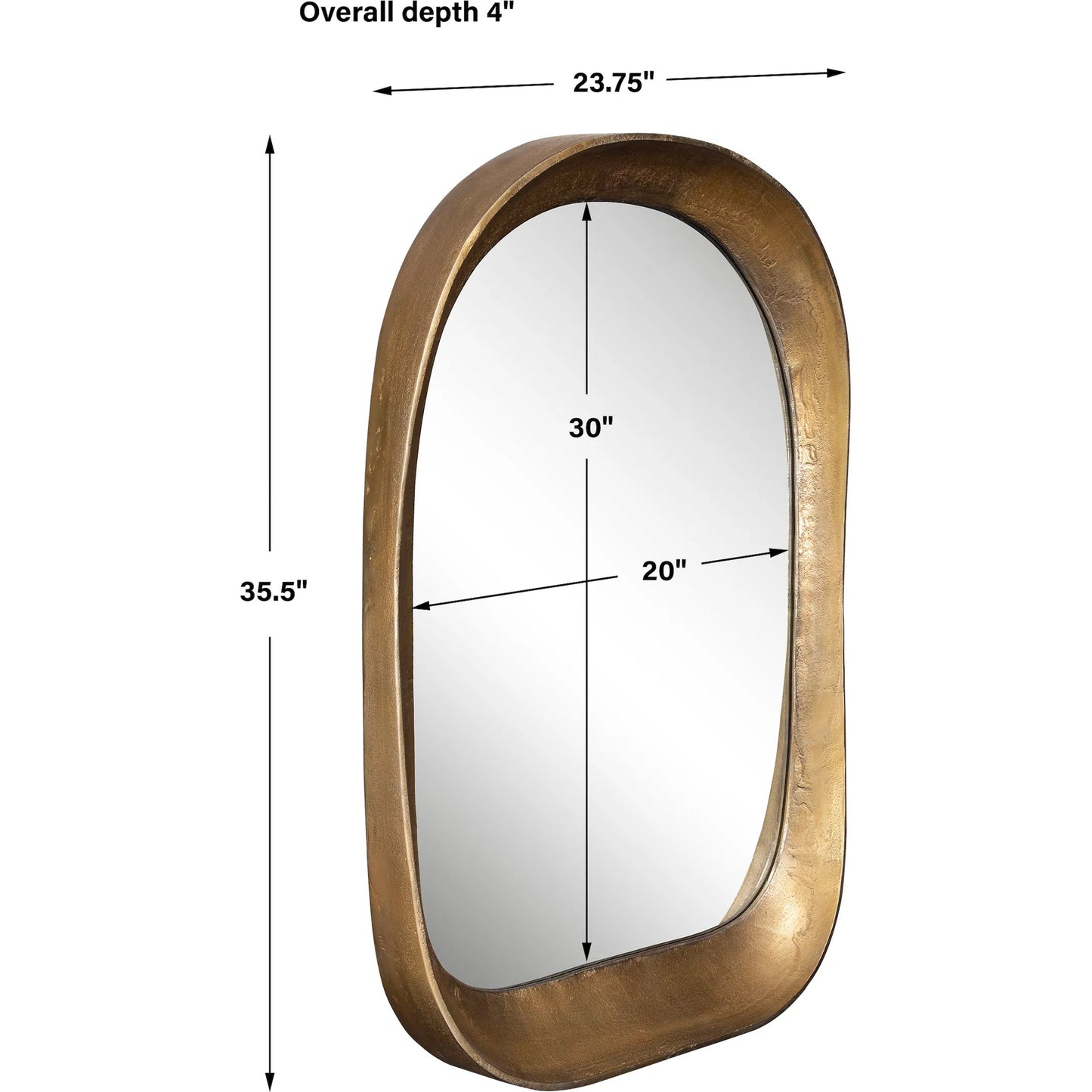 009 SI-2146802 | Unknown | Bradano Arch Mirror by Uttermost in brass. Made from cast aluminum, glass, mdf in a modern style.