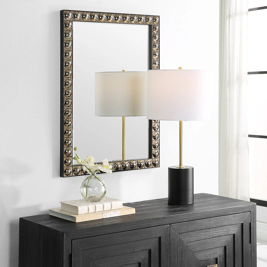 Silvio Tiled Vanity Mirror by Uttermost in antiqued silver-champagne. Made from iron, ceramic, mirror, mdf in a modern style.