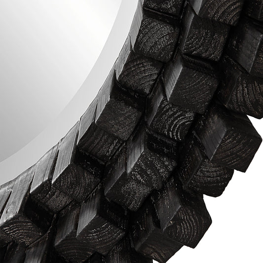 Circle of Piers Round Mirror by Uttermost in ebony. Made from fir, mirror, mdf in a modern style.