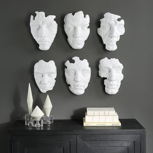 Self-Portrait Mask Wall Decor by Uttermost in white. Made from polyresin in a modern style.