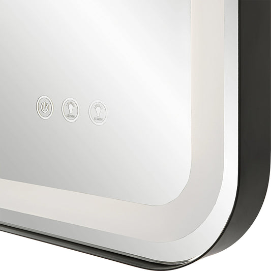 Crofton Lighted Mirror by Uttermost in satin black. Made from metal, mirror in a modern style.