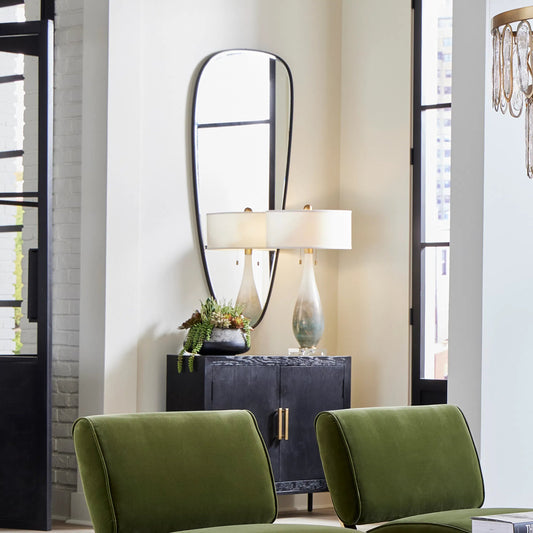 Olona Asymmetrical Modern Mirror by Uttermost in iron. Made from iron, mdf, mirror in a transitional style.