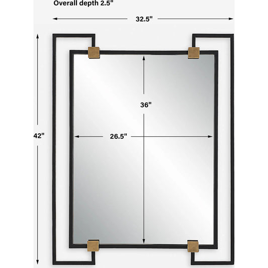 Ivey Rectangle Industrial Mirror by Uttermost in gold. Made from iron,mirror,mdf in a transitional style.