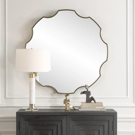 Gearing up Mirror by Uttermost in bronze. Made from iron, mirror, mdf in a transitional style.