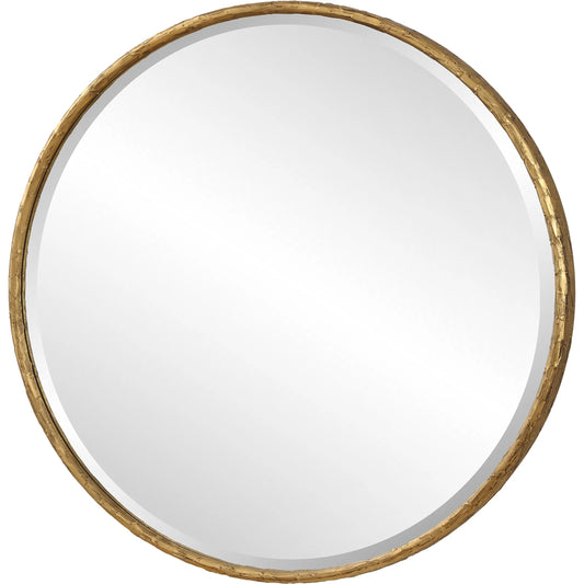 003 SI-2262157 | Primary Silo | Sutton Round Mirror by Uttermost in gold. Made from iron, mirror, mdf in a transitional style.