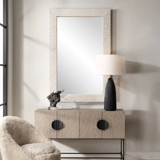 Everett Mirror by Uttermost in ivory. Made from mirror, man made stone, mdf in a transitional style.