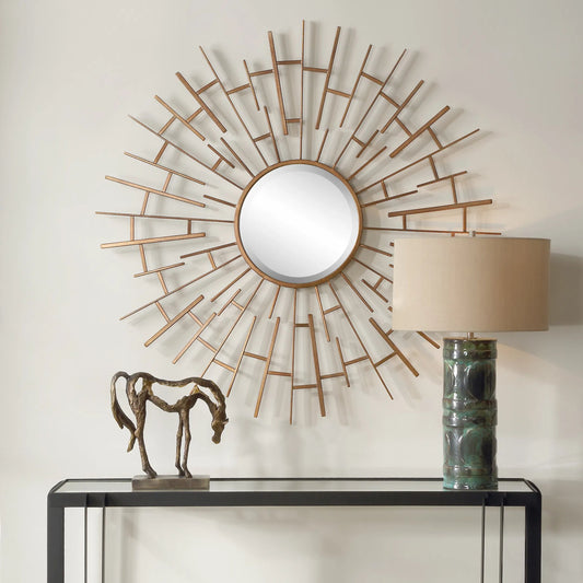 Tangled Round Mirror by Uttermost in bronze. Made from iron, mdf, glass in a modern style.