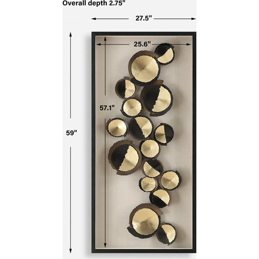 Hour Shadow Box by Uttermost in gold leaf. Made from iron, pine, mdf, mirror, linen in a eclectic & global style.