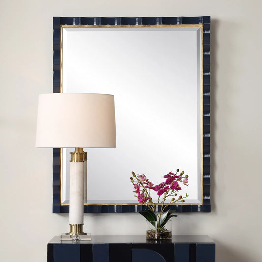 Gulf Navy Mirror by Uttermost in gold leaf. Made from mirror, mdf, iron in a eclectic & global style.