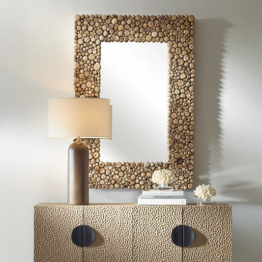 Timberwood Rectangular Mirror by Uttermost in natural. Made from mix wood in a cottage & farmhouse style.