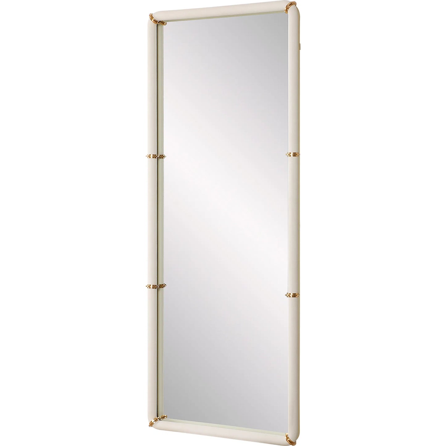 001 SI-2295179 | Primary Silo | Cyprus Dressing Mirror by Uttermost in brass. Made from steel, mirror, mdf, pu leather, aluminum in a unique style.