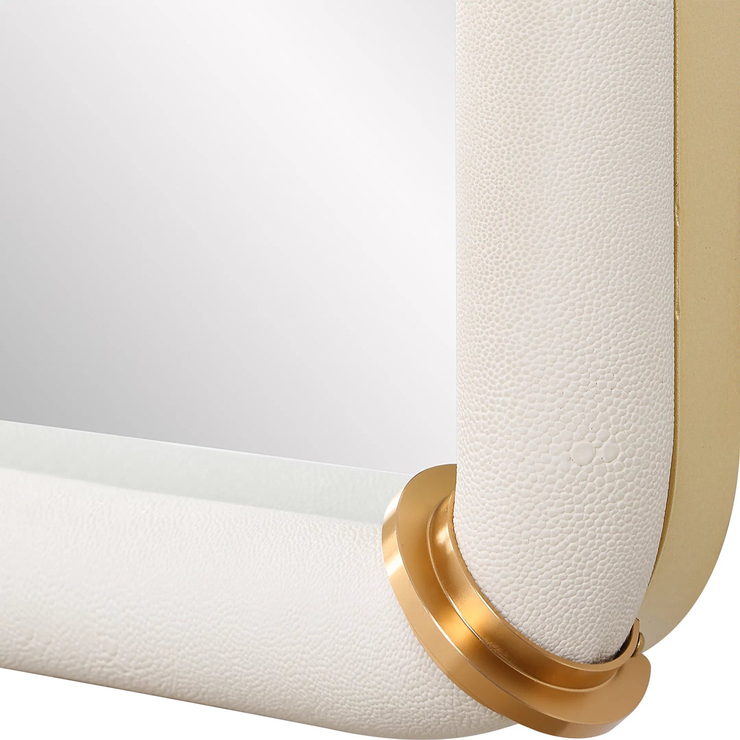 004 SI-2295179 | Unknown | Cyprus Dressing Mirror by Uttermost in brass. Made from steel, mirror, mdf, pu leather, aluminum in a unique style.