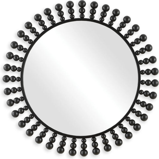 Aziel Round Mirror by Uttermost in black. Made from mdf, metal, mirror in a modern style.