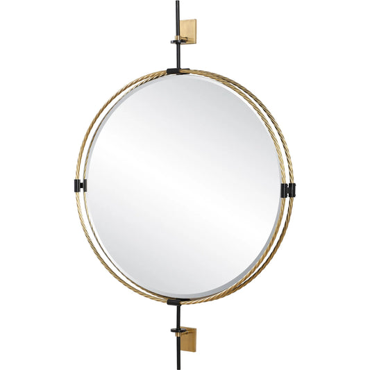 Guardrail Round Mirror by Uttermost in brass. Made from iron, mirror, mdf in a transitional style.